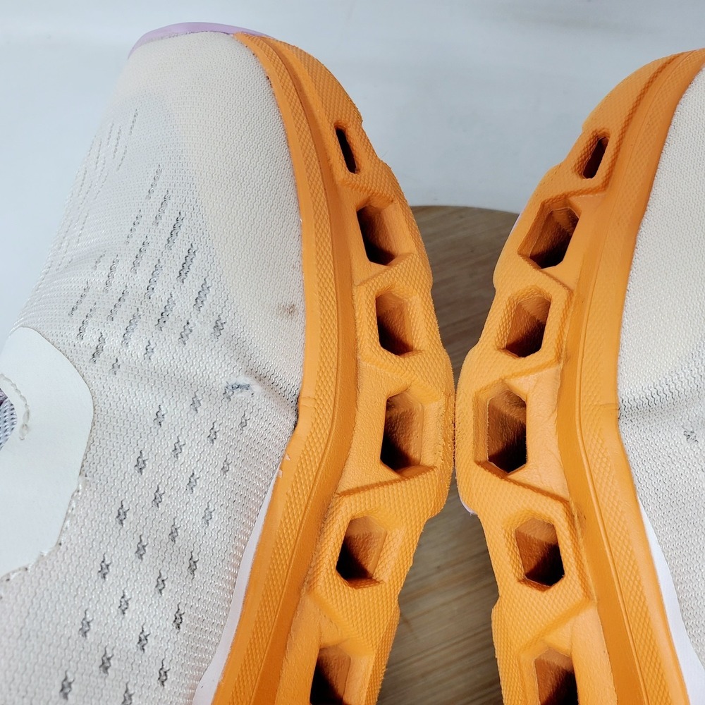 On Cloudmonster Shoes Womens 8.5 Off White Orange Cushion Comfort Sneaker - Picture 11 of 16